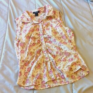 Karen Kane Vintage Ruffle Button Down Tank